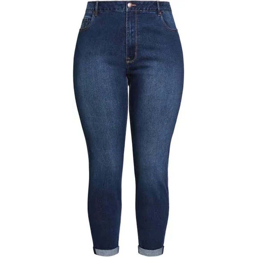 Avenue High Rise Girlfriend Cuff Hem Jeans Size 32 NWT - Picture 6 of 9